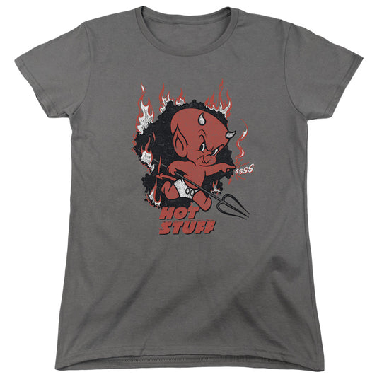 Hot Stuff - Singe - Short Sleeve Womens Tee - Charcoal T-shirt