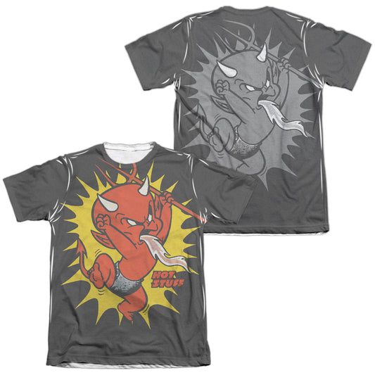 Hot Stuff - Heated (Front/back Print) - Adult Poly/cotton Short Sleeve Tee - White T-shirt