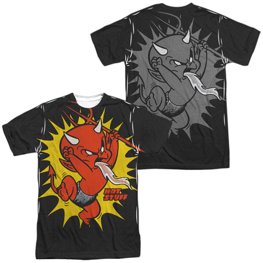 Hot Stuff - Heated (Front/back Print) - Short Sleeve Adult Poly Crew - White T-shirt