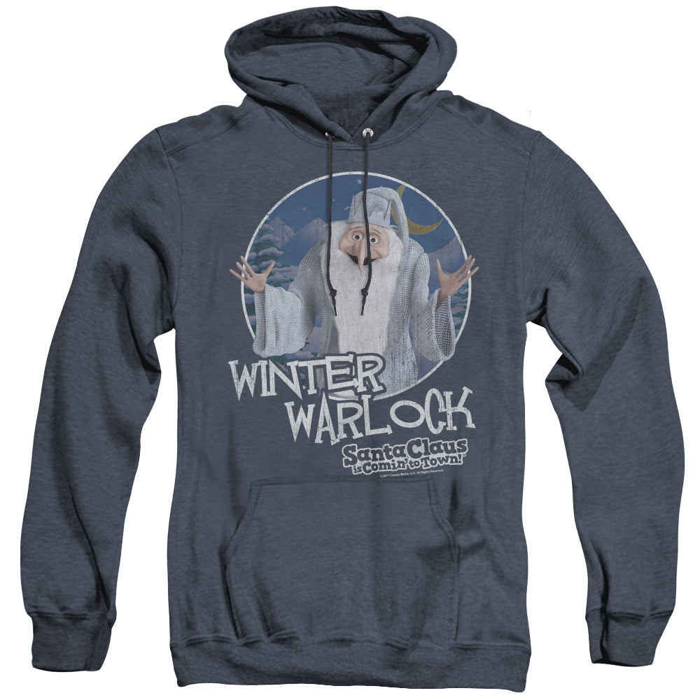 Santa Claus Is Comin To Town - Winter Warlock - Adult Heather Hoodie - Navy