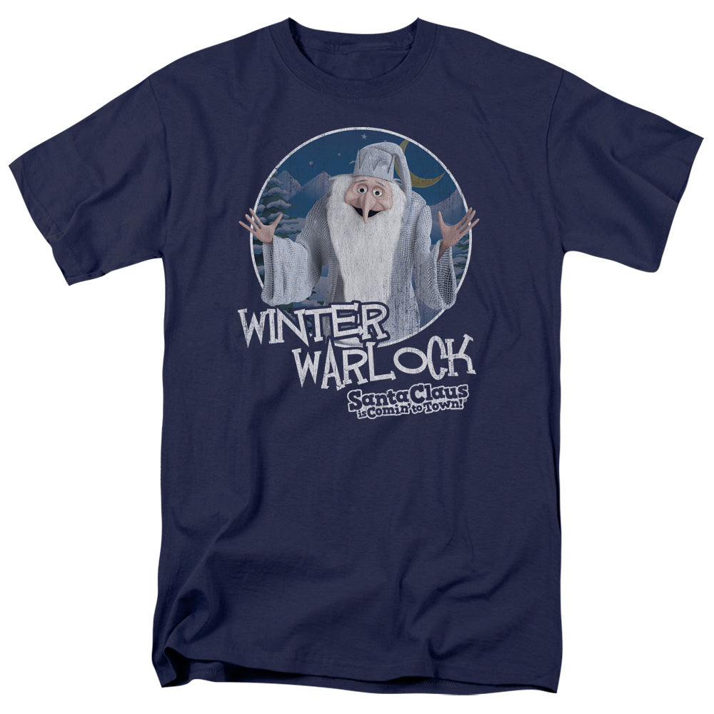 Santa Claus Is Comin To Town - Winter Warlock - Short Sleeve Adult 18/1 - Navy T-shirt