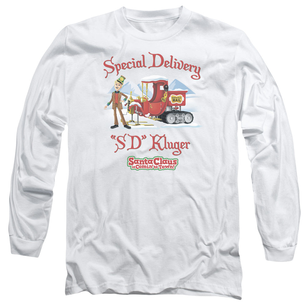 Santa Claus Is Comin To Town - Kluger - Long Sleeve Adult 18/1 - White T-shirt