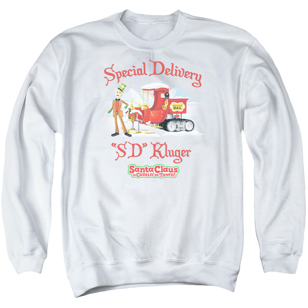 Santa Claus Is Comin To Town - Kluger - Adult Crewneck Sweatshirt - White