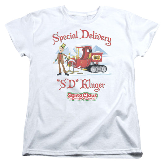 Santa Claus Is Comin To Town - Kluger - Short Sleeve Womens Tee - White T-shirt