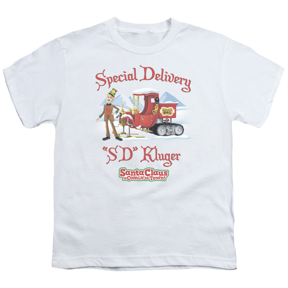 Santa Claus Is Comin To Town - Kluger - Short Sleeve Youth 18/1 - White T-shirt