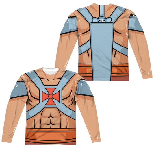 Masters Of The Universe - He Man Costumes (Front/back Print) - Long Sleeve Adult Poly Crew  - White T-shirt