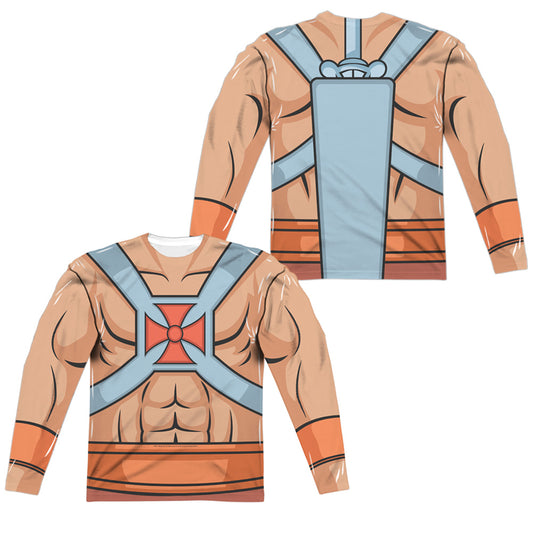 Masters Of The Universe - He Man Costumes (Front/back Print) - Long Sleeve Adult Poly Crew  - White T-shirt