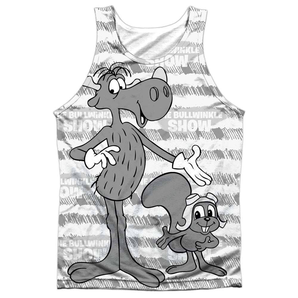 Rocky & Bullwinkle - Main Characters - Adult 100% Poly Tank Top - White