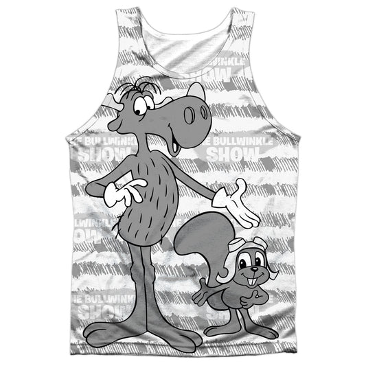 Rocky & Bullwinkle - Main Characters - Adult 100% Poly Tank Top - White