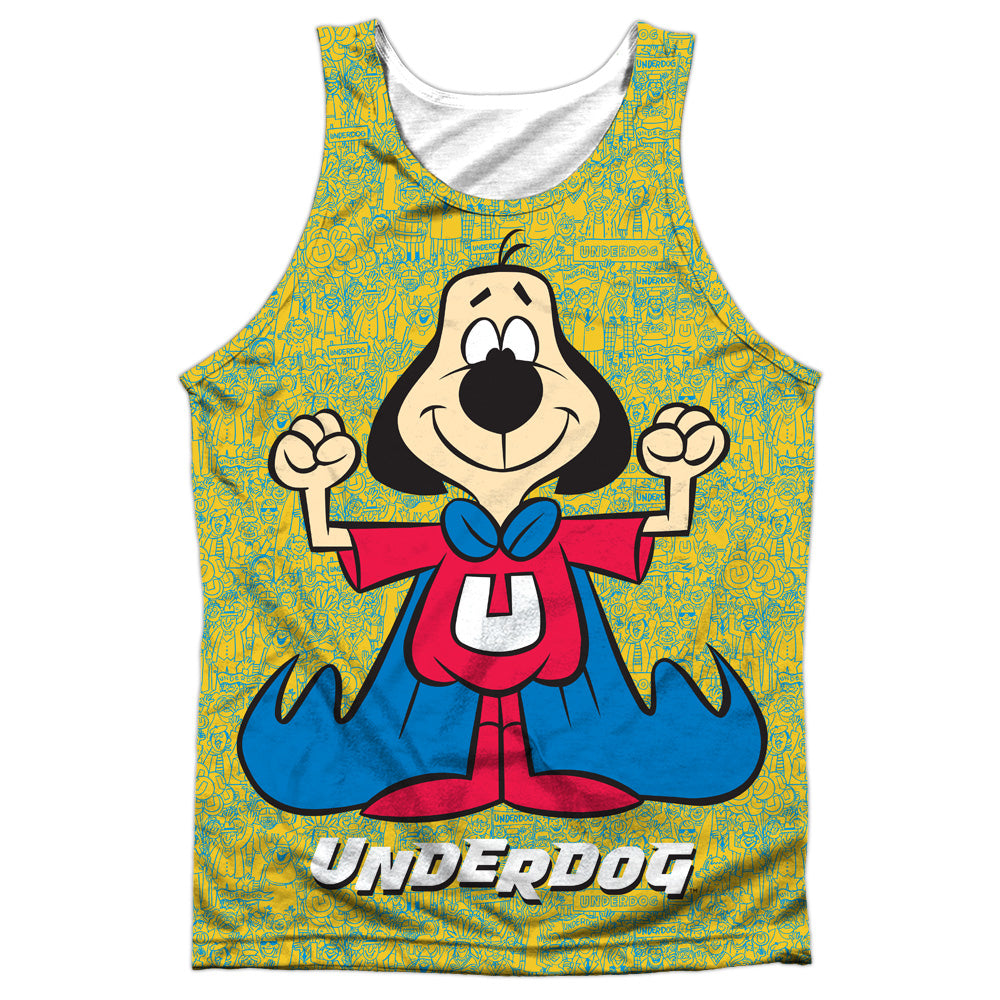 Underdog - Flexing - Adult 100% Poly Tank Top - White