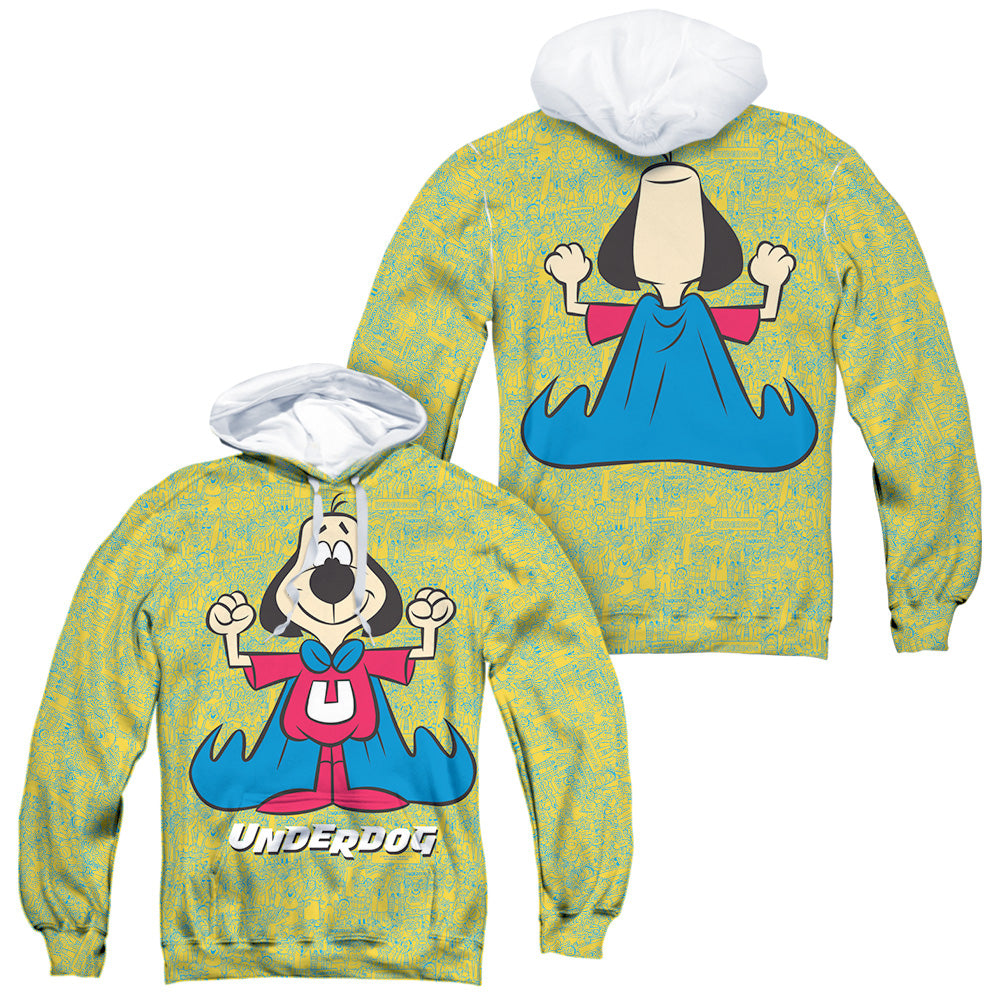 Underdog - Flexing (Front/back Print) - Adult Poly Pullover Hoodie - White