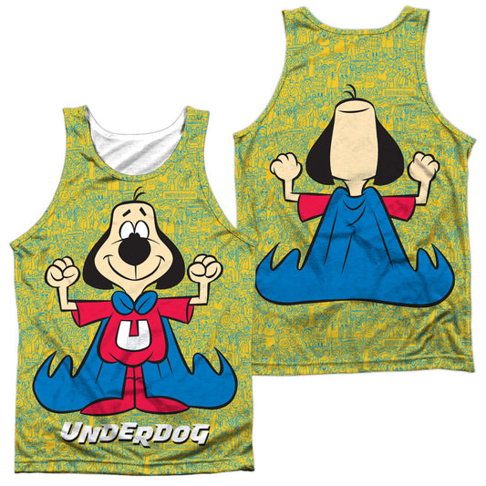 Underdog - Flexing (Front/back Print) - Adult 100% Poly Tank Top - White