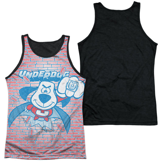 Underdog - Burst - Adult Poly Tank Top Black Back - White