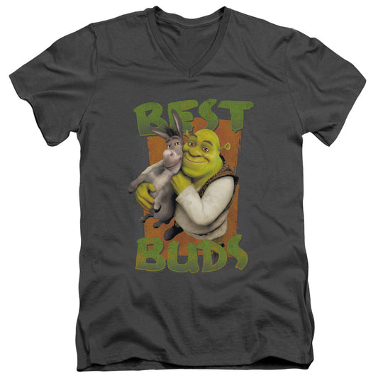 Shrek - Buds - Short Sleeve Adult V-neck 30/1 - Charcoal T-shirt