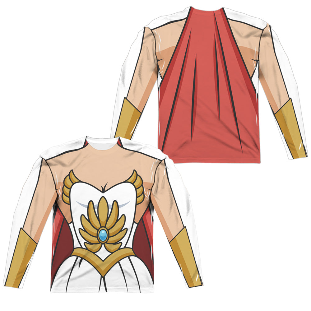She Ra - Costume (Front/back Print) - Long Sleeve Adult Poly Crew  - White T-shirt