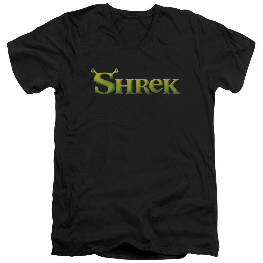 Shrek - Logo - Short Sleeve Adult V-neck 30/1 - Black T-shirt