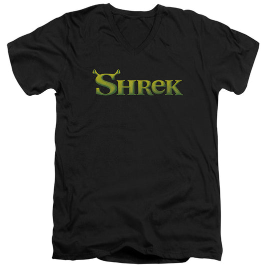 Shrek - Logo - Short Sleeve Adult V-neck 30/1 - Black T-shirt