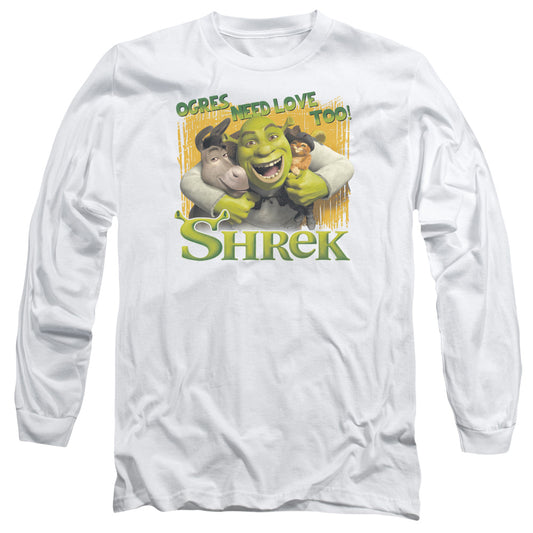 Shrek - Ogres Need Love - Long Sleeve Adult 18/1 - White T-shirt