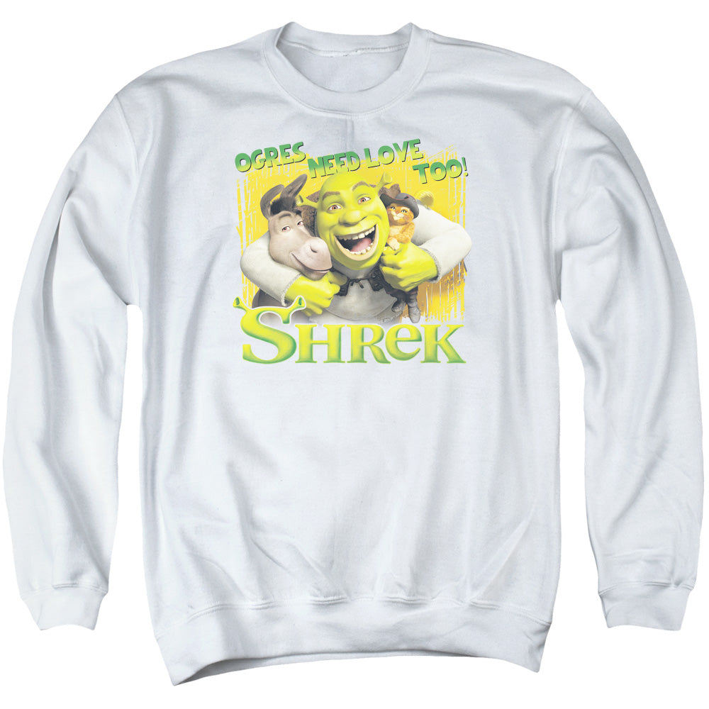 Shrek - Ogres Need Love - Adult Crewneck Sweatshirt - White