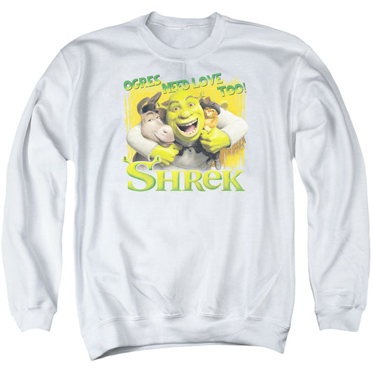 Shrek - Ogres Need Love - Adult Crewneck Sweatshirt - White
