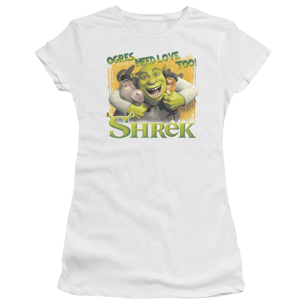 Shrek - Ogres Need Love - Short Sleeve Junior Sheer - White T-shirt