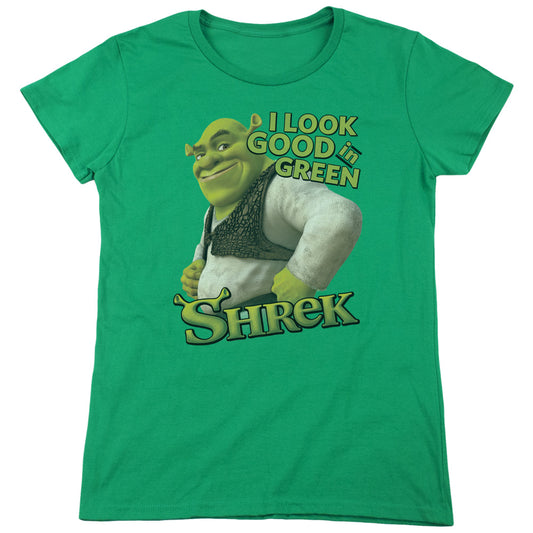 Shrek - Looking Good - Short Sleeve Womens Tee - Kelly Green T-shirt