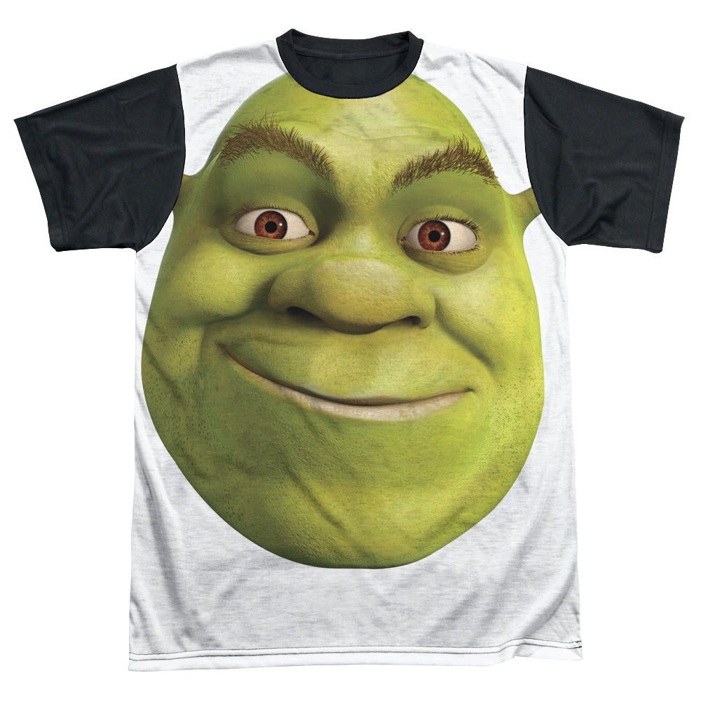 Shrek - Head - Short Sleeve Adult White Front Black Back   - White T-shirt