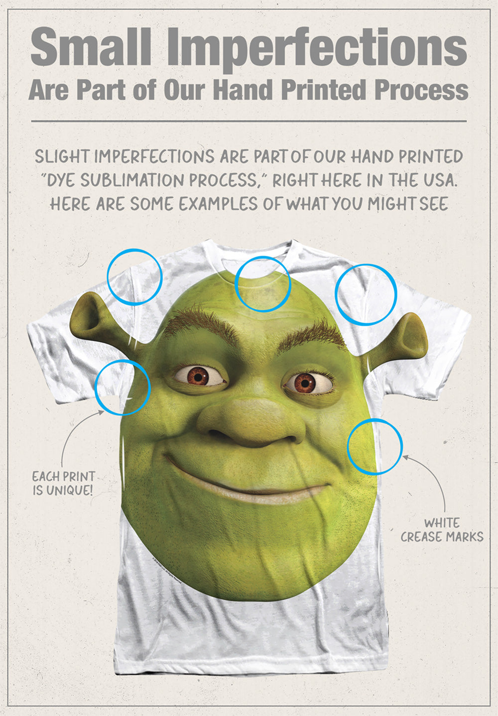 Shrek - Head - Short Sleeve Adult Poly Crew - White T-shirt