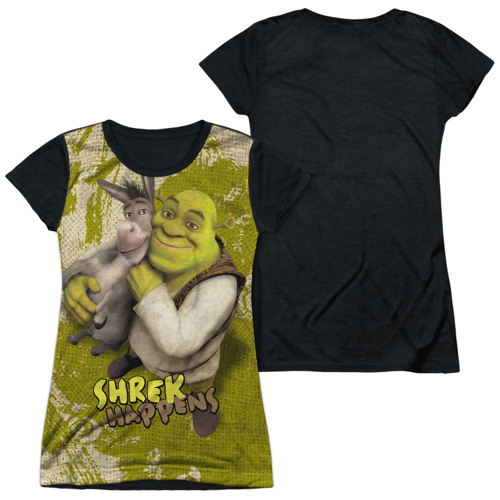 Shrek - Best Friends - Short Sleeve Junior Poly Black Back - White T-shirt