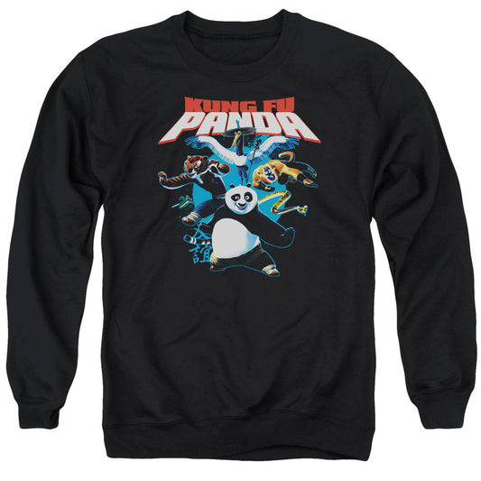 Kung Fu Panda - Kung Fu Group - Adult Crewneck Sweatshirt - Black