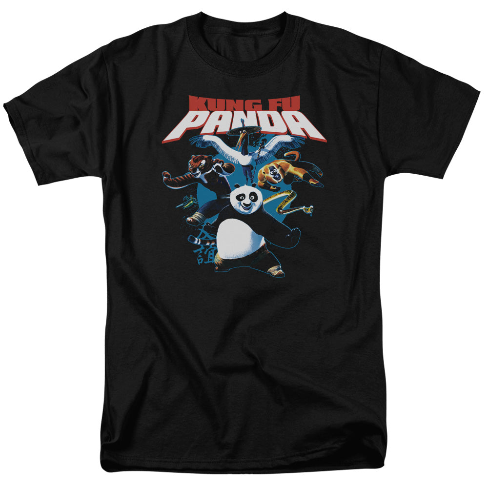 Kung Fu Panda - Kung Fu Group - Short Sleeve Adult 18/1 - Black T-shirt