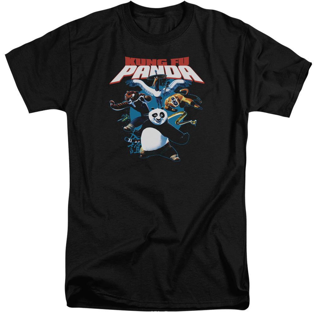 Kung Fu Panda - Kung Fu Group - Short Sleeve Adult Tall - Black T-shirt
