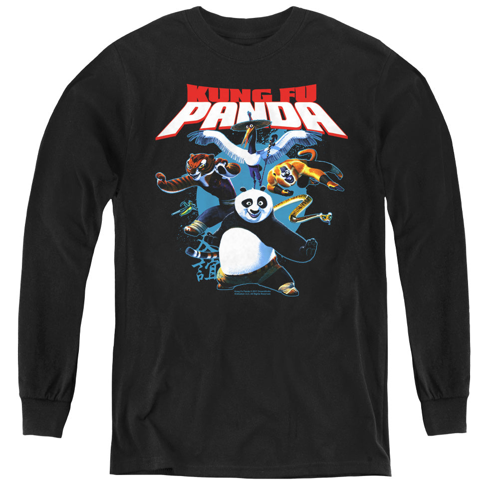 Kung Fu Panda - Kung Fu Group - Youth Long Sleeve Tee - Black