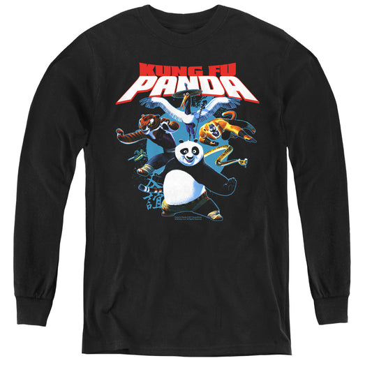 Kung Fu Panda - Kung Fu Group - Youth Long Sleeve Tee - Black