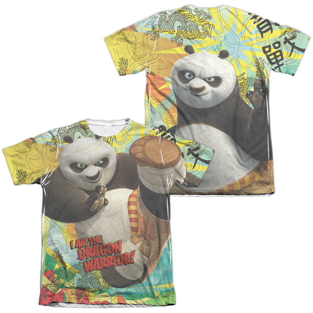 Kung Fu Panda - Dragon Warrior (Front/back Print) - Adult Poly/cotton Short Sleeve Tee - White T-shirt