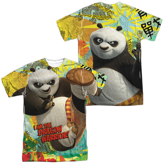 Kung Fu Panda - Dragon Warrior (Front/back Print) - Short Sleeve Adult Poly Crew - White T-shirt