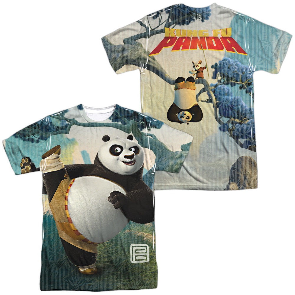 Kung Fu Panda - Training (Front/back Print) - Short Sleeve Adult Poly Crew - White T-shirt