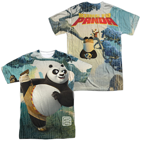 Kung Fu Panda - Training (Front/back Print) - Short Sleeve Adult Poly Crew - White T-shirt