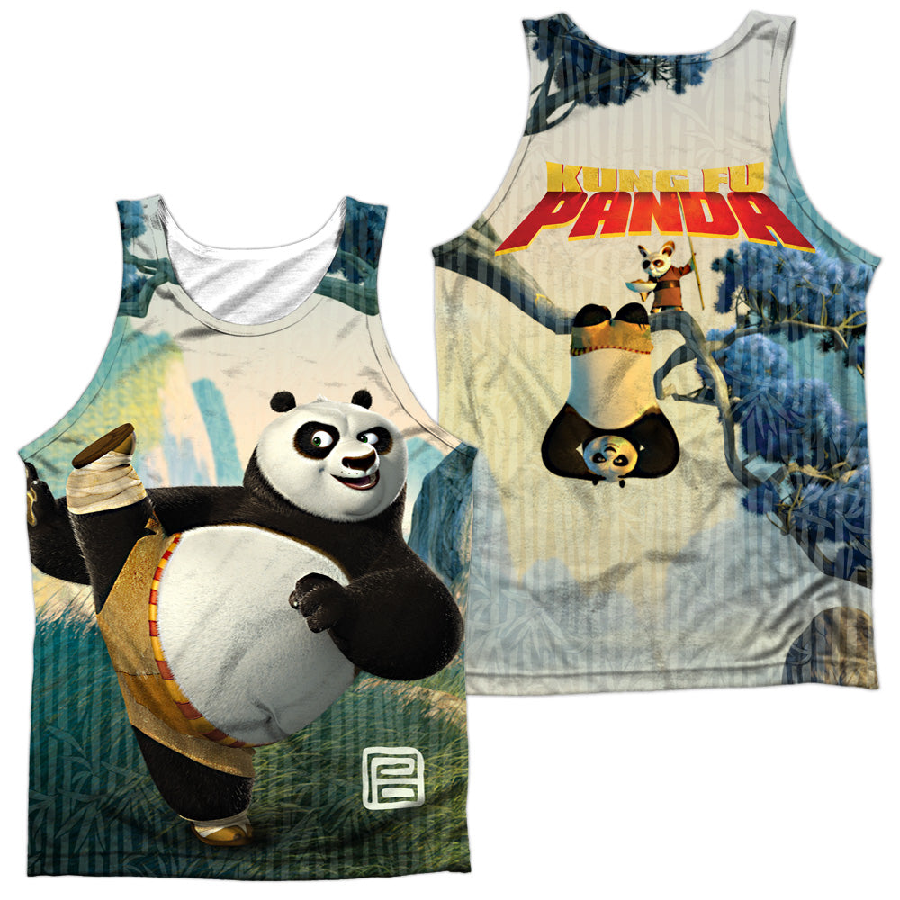 Kung Fu Panda - Training (Front/back Print) - Adult 100% Poly Tank Top - White