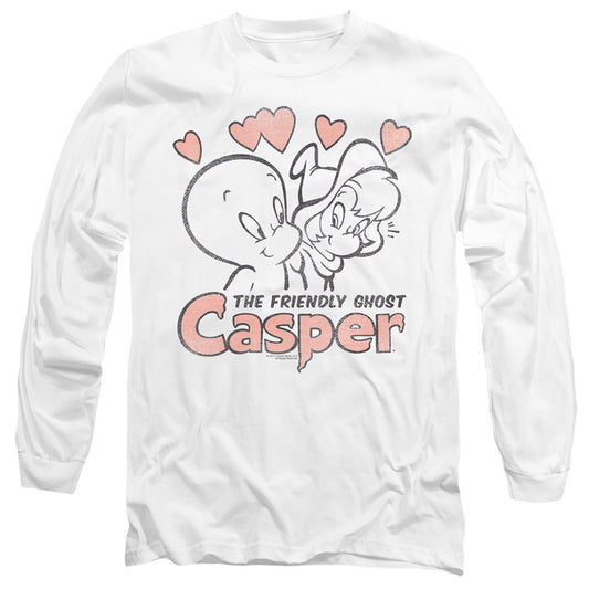 Casper - Hearts - Long Sleeve Adult 18/1 - White T-shirt