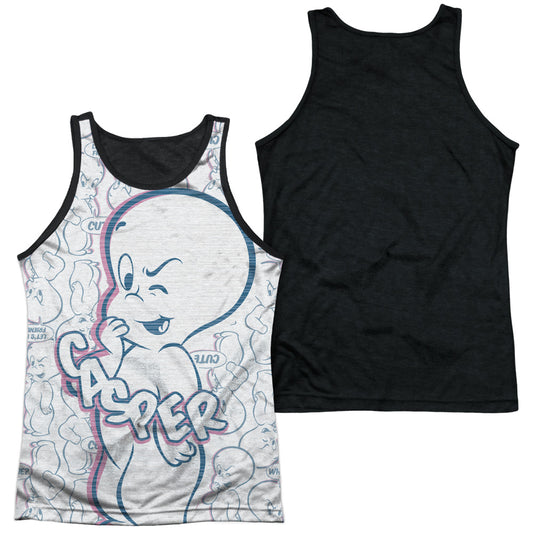 Casper - Friendly Ghost - Adult Poly Tank Top Black Back - White
