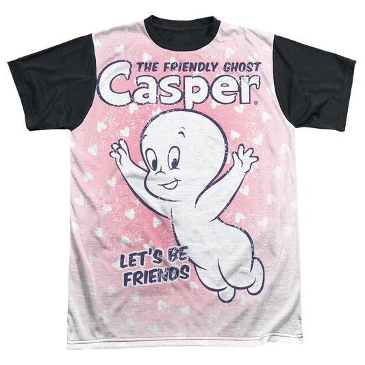 Casper - Lets Be Friends - Short Sleeve Adult White Front Black Back   - White T-shirt