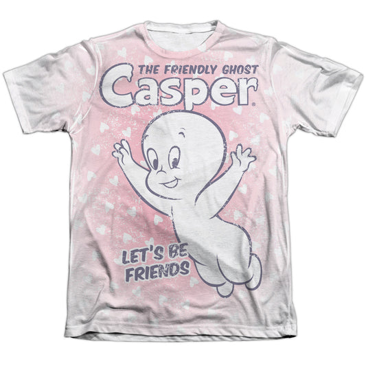Casper - Lets Be Friends - Adult Poly/cotton Short Sleeve Tee - White T-shirt