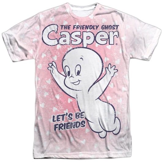 Casper - Lets Be Friends - Short Sleeve Adult Poly Crew - White T-shirt