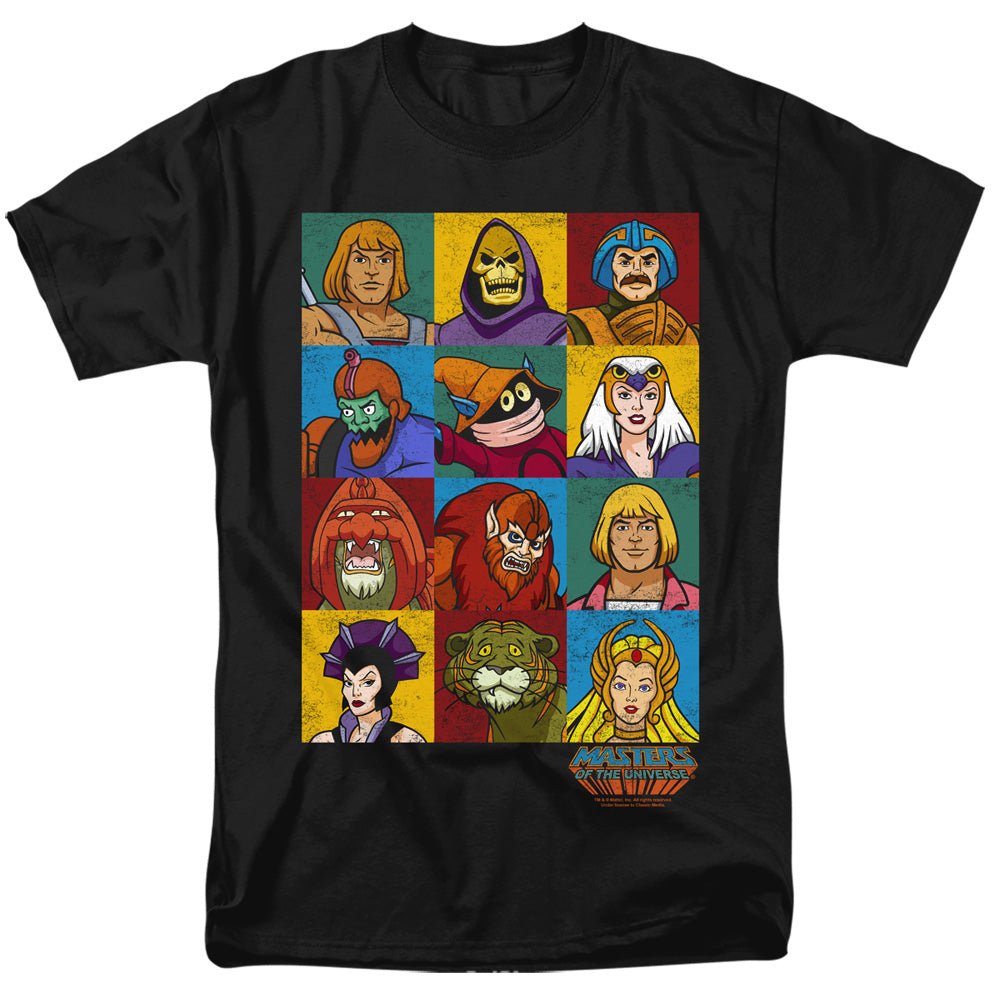 Masters Of The Universe - Character Heads - Short Sleeve Adult 18/1 - Black T-shirt