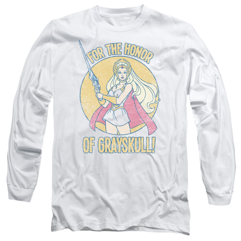 She Ra - Honor Of Grayskull - Long Sleeve Adult 18/1 - White T-shirt