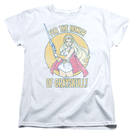 She Ra - Honor Of Grayskull - Short Sleeve Womens Tee - White T-shirt