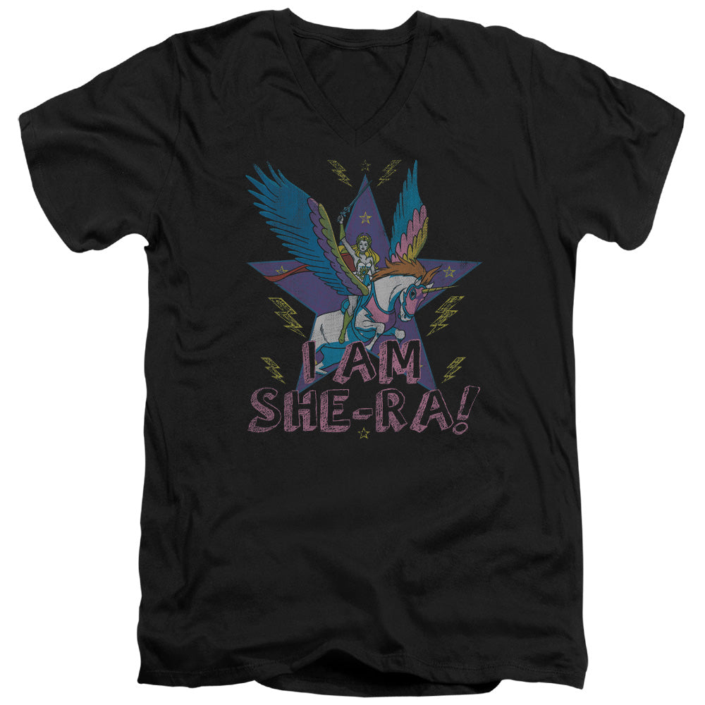 She Ra - I Am She Ra - Short Sleeve Adult V-neck 30/1 - Black T-shirt