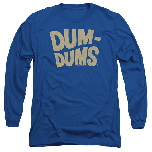 Dum Dums - Distressed Logo - Long Sleeve Adult 18/1 - Royal Blue T-shirt