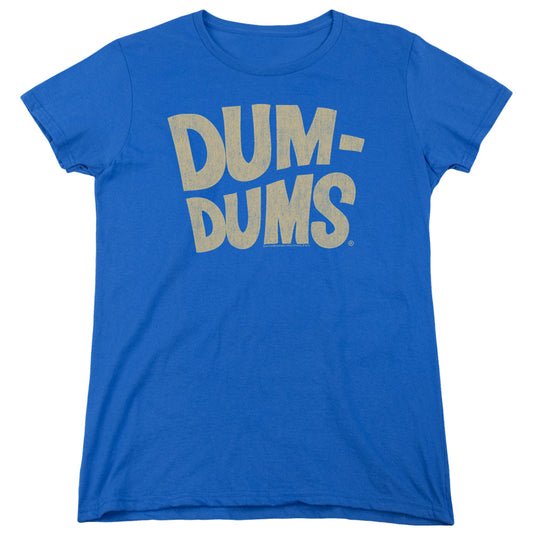 Dum Dums - Distressed Logo - Short Sleeve Womens Tee - Royal Blue T-shirt